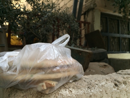 Pita bread at the corner. Eastern Amman. Photo: VRL. 